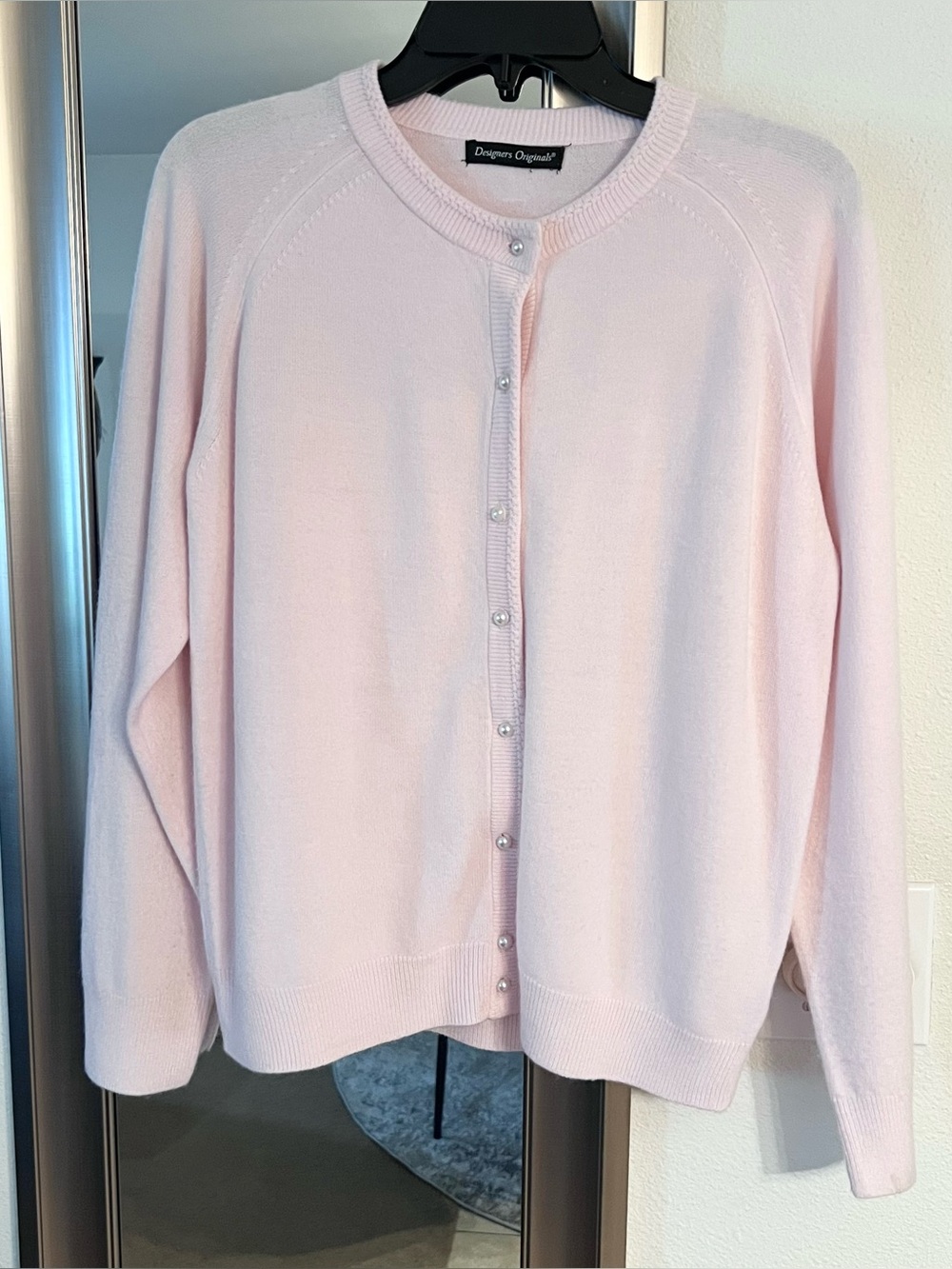 Designers Originals Pale Pink Pearl-Button Cardigan